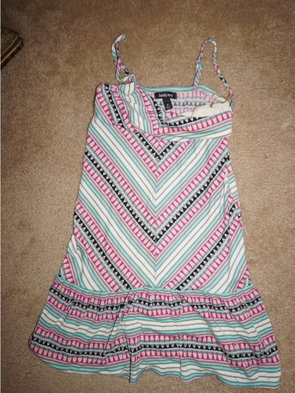 Kandy Kisses Striped Chevron Tank Dress in Mint & Pink